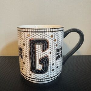 Anthropologie Black and White Monogram Mug